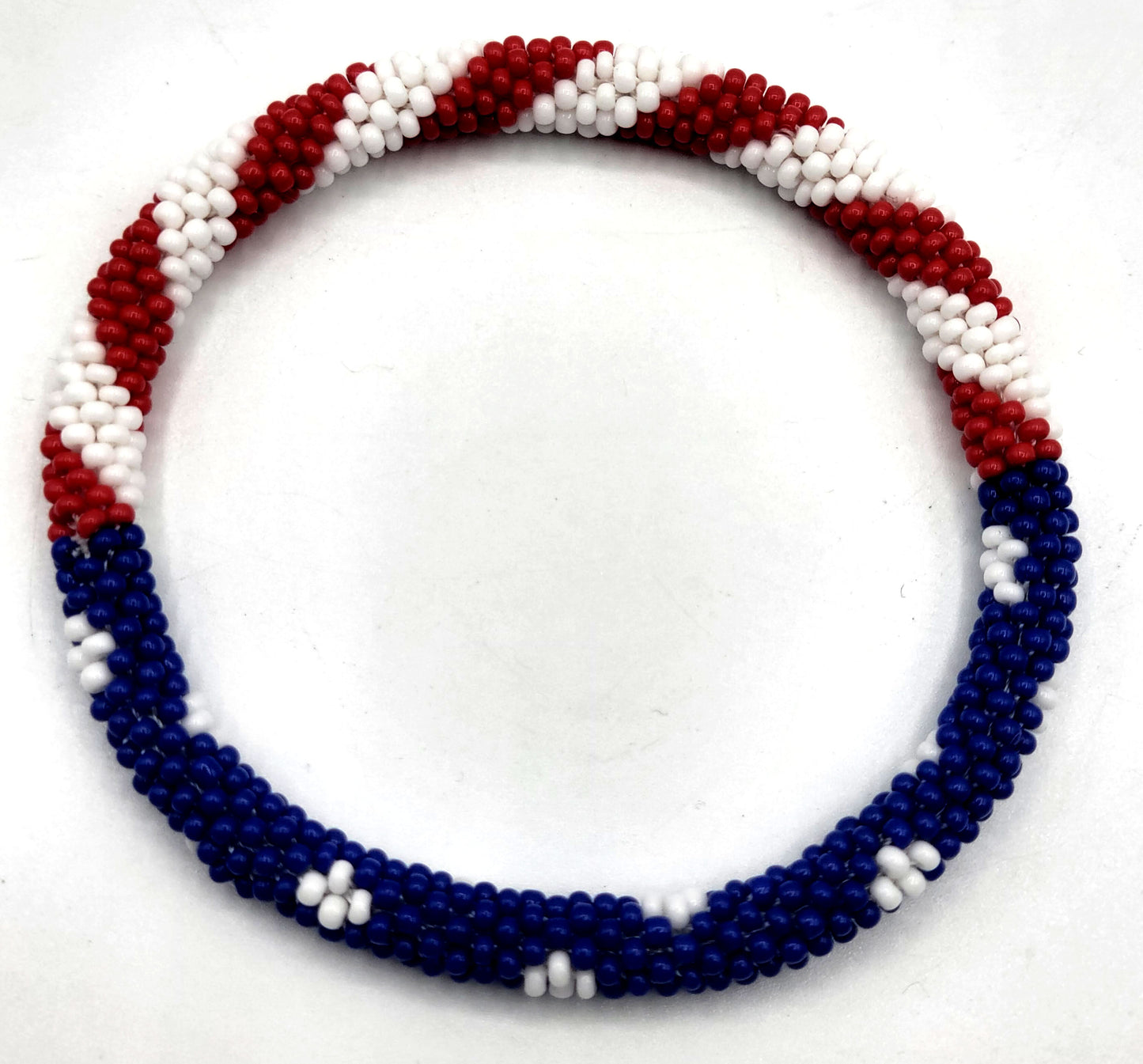 Wholesale 100 Pcs of American flag Design Patriotic Color Boho Beaded Bracelets – Handmade Nepal Seed Bead Bangles | Women’s Fashion Jewelry