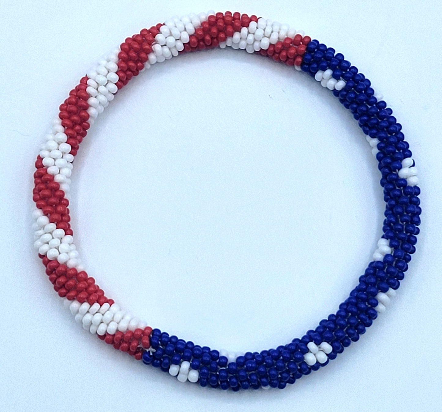 Wholesale 100 Pcs of American flag Design Patriotic Color Boho Beaded Bracelets – Handmade Nepal Seed Bead Bangles | Women’s Fashion Jewelry