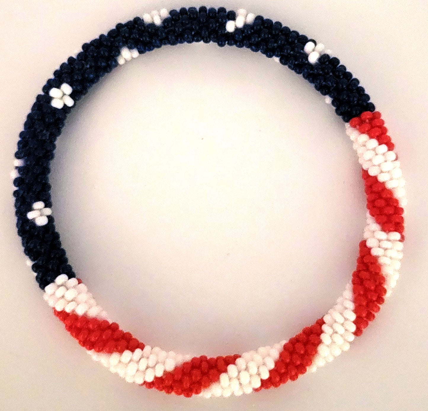 Wholesale 100 Pcs of American flag Design Patriotic Color Boho Beaded Bracelets – Handmade Nepal Seed Bead Bangles | Women’s Fashion Jewelry