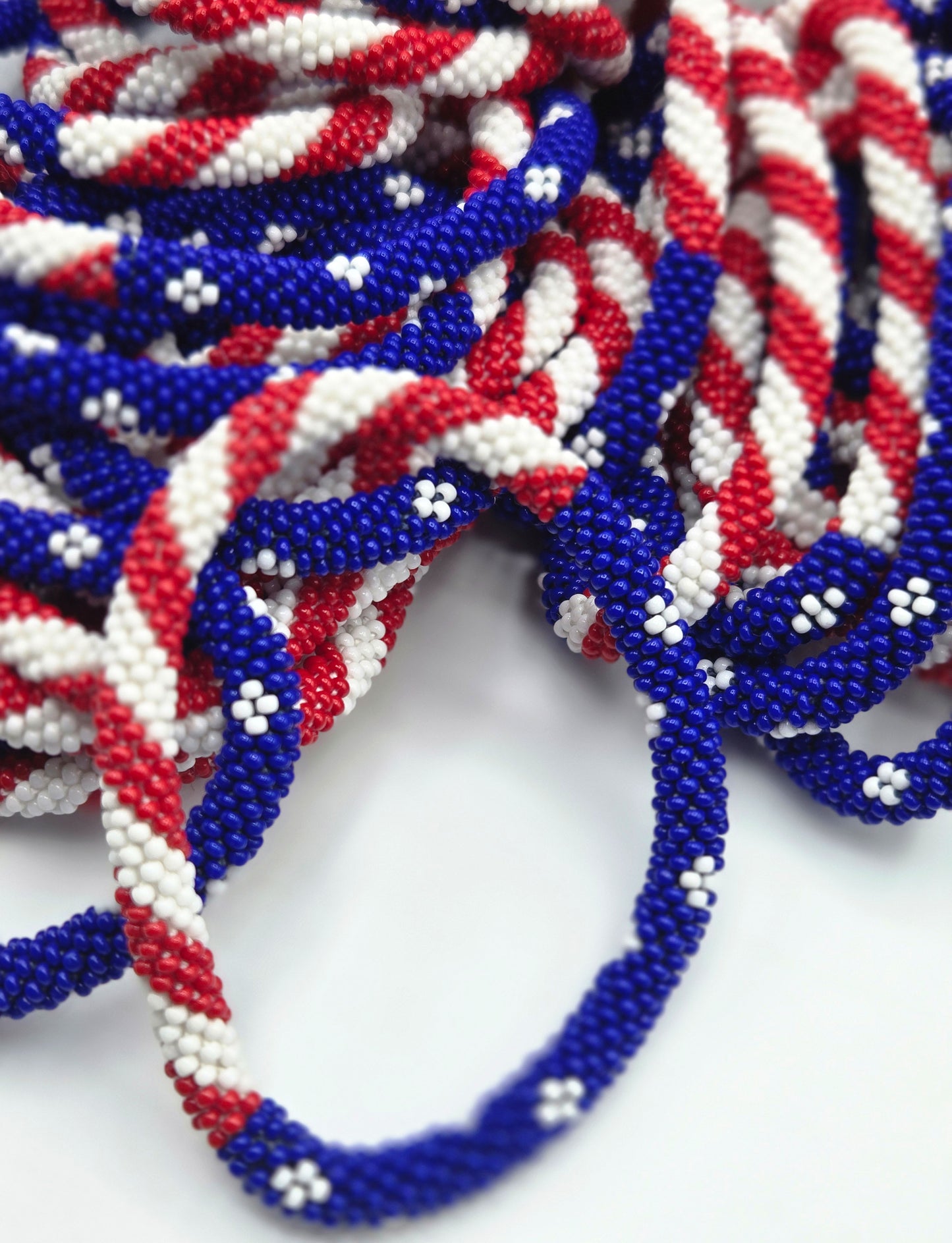 Wholesale 100 Pcs of American flag Design Patriotic Color Boho Beaded Bracelets – Handmade Nepal Seed Bead Bangles | Women’s Fashion Jewelry