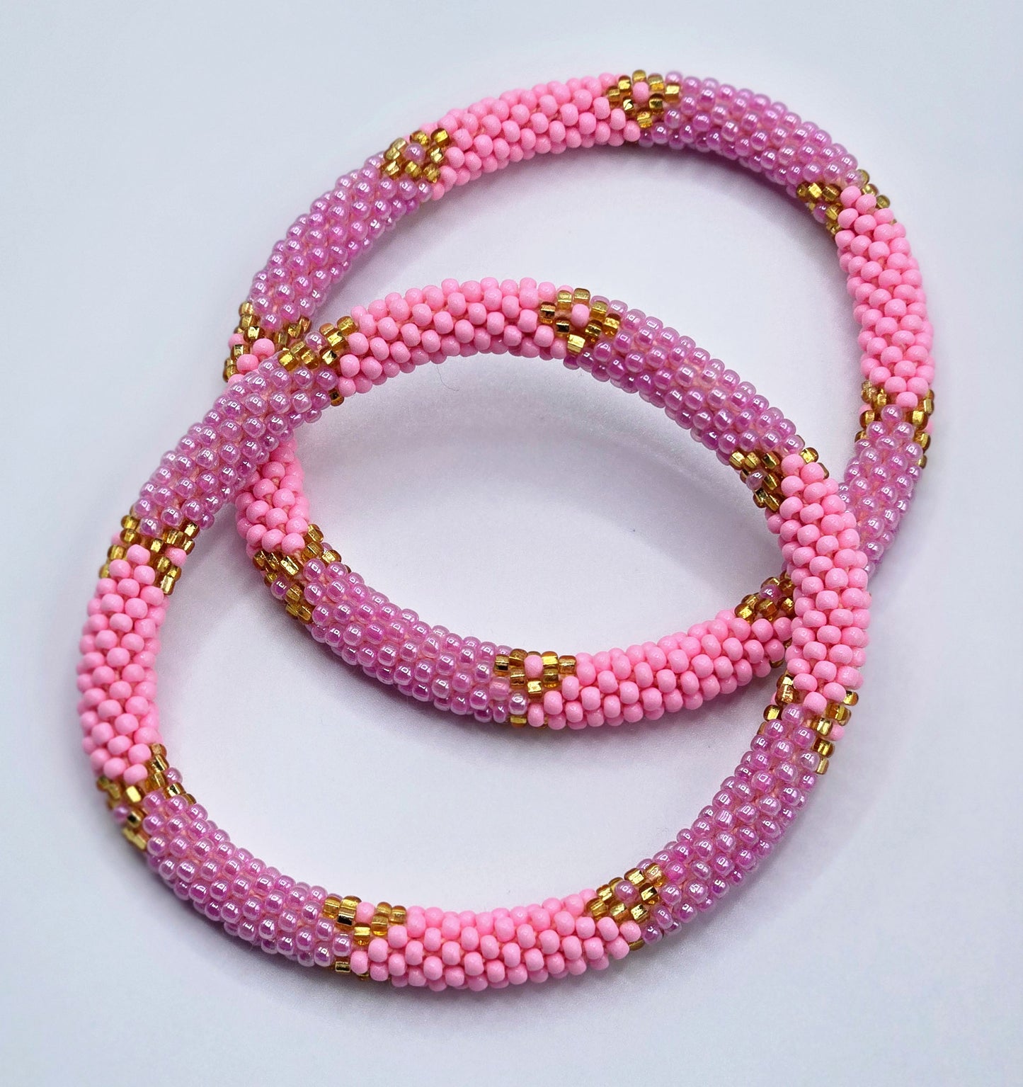 Boho Beaded Bracelets – Set of 2 Handmade Nepal Seed Bead PINK Bracelets | Women’s Fashion Jewelry