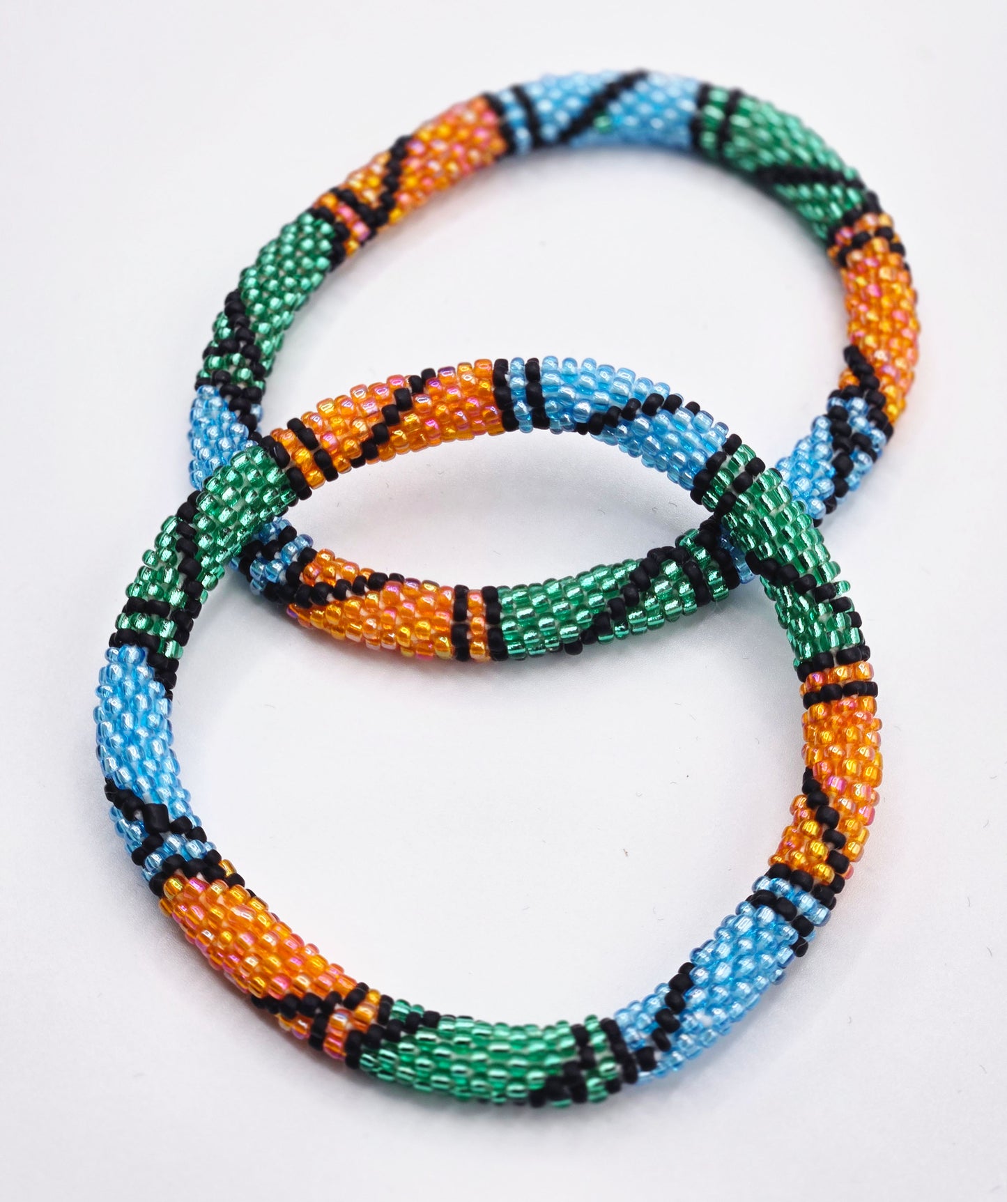 Boho Beaded Bracelets – Set of 2 Handmade Nepal Seed Bead Multi Color Crochet Bracelets | Women’s Fashion Jewelry