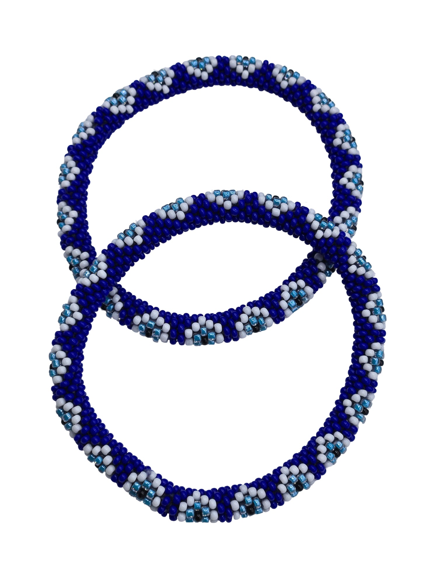 Boho Beaded Bracelets – Set of 2 Handmade Nepal Seed Bead Blue Evil Eye Bracelets | Women’s Fashion Jewelry