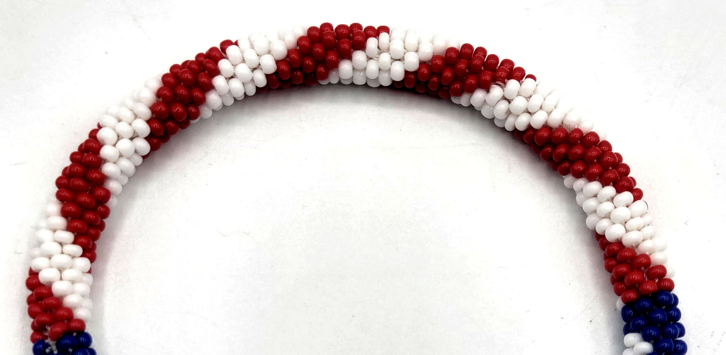 Wholesale 100 Pcs of American flag  Design Patriotic Color Boho Beaded Bracelets – Handmade Nepal Seed Bead Bangles | Women’s Fashion Jewelry