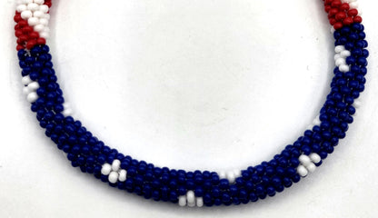 Wholesale 100 Pcs of American flag  Design Patriotic Color Boho Beaded Bracelets – Handmade Nepal Seed Bead Bangles | Women’s Fashion Jewelry