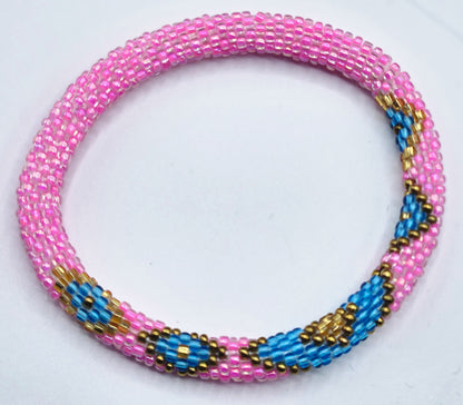 Set of 2 Handmade Nepal Glass Beaded Boho Crochet Bracelets | Seed Bead Bangles | Women’s Fashion Jewelry & Boho Accessories