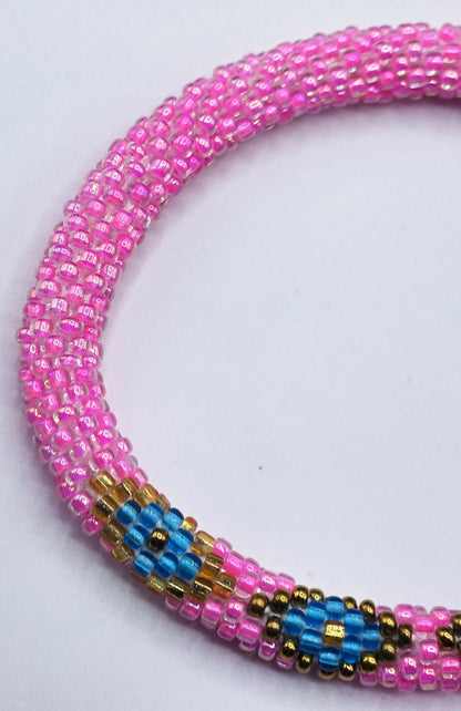 Set of 2 Handmade Nepal Glass Beaded Boho Crochet Bracelets | Seed Bead Bangles | Women’s Fashion Jewelry & Boho Accessories