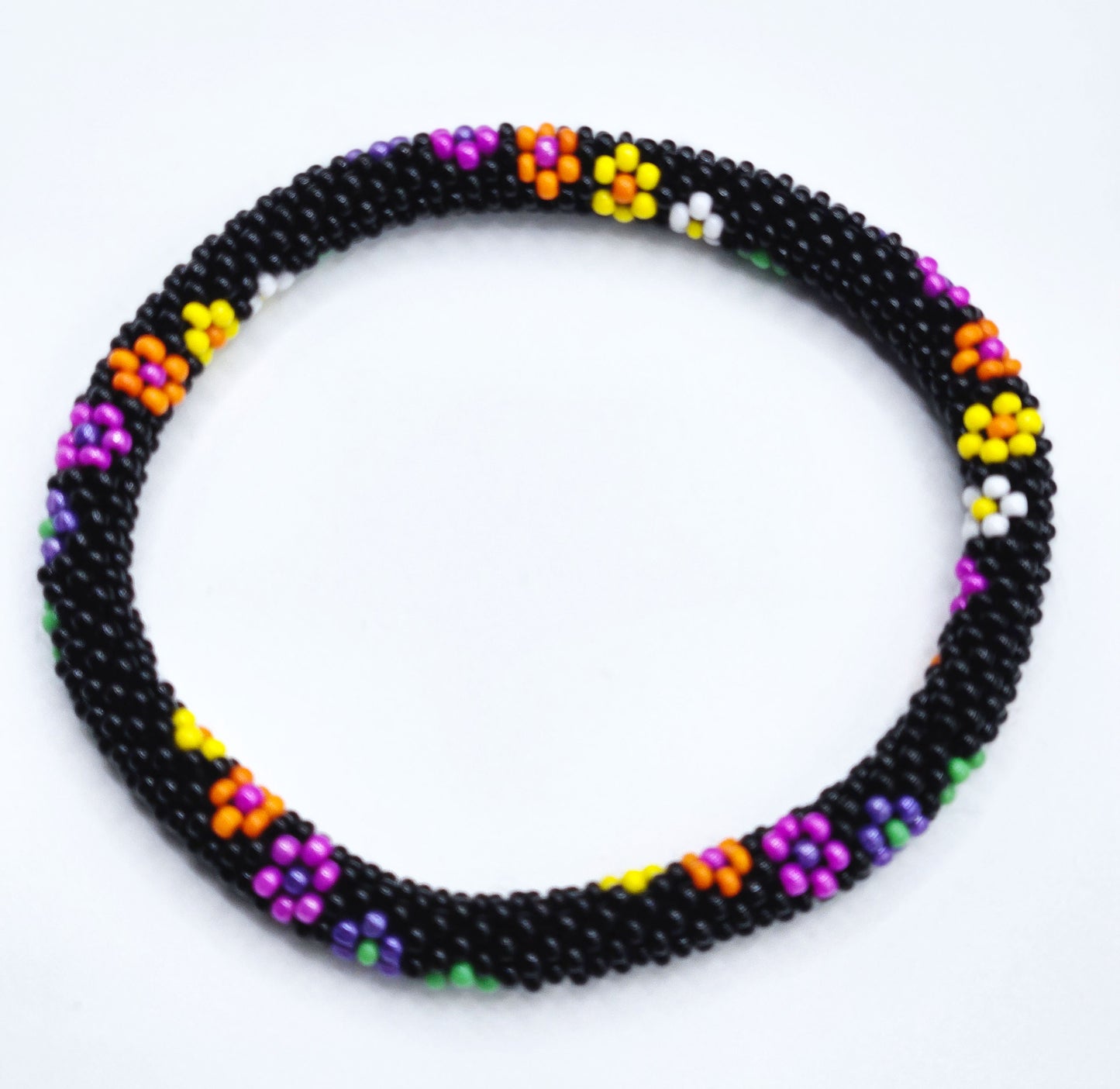 Boho Beaded Bracelets – Set of 2 Handmade Nepal Seed Bead Flower Design Bracelets | Women’s Fashion Jewelry