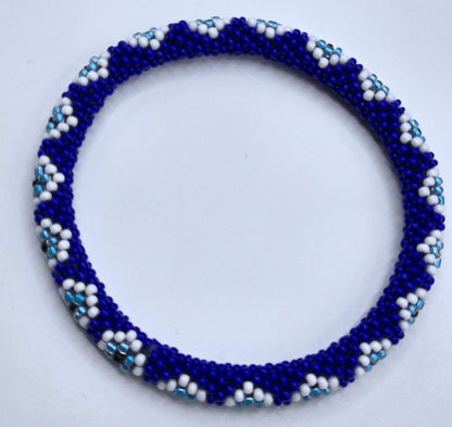Boho Beaded Bracelets – Set of 2 Handmade Nepal Seed Bead Blue Evil Eye Bracelets | Women’s Fashion Jewelry