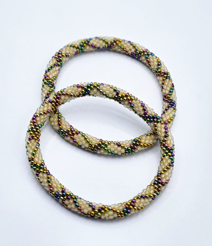 Boho Beaded Bracelets – Set of 2 Handmade Nepal Seed Bead Unisex Bracelets | Women’s Fashion Jewelry