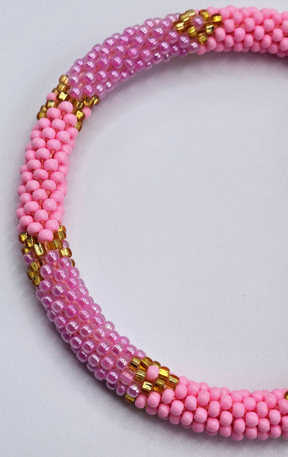 Boho Beaded Bracelets – Set of 2 Handmade Nepal Seed Bead PINK Bracelets | Women’s Fashion Jewelry
