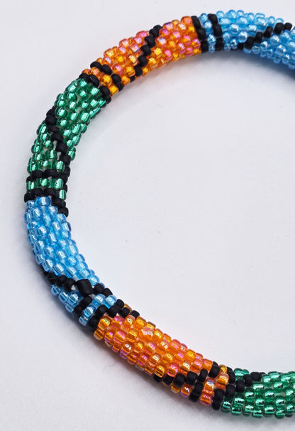 Boho Beaded Bracelets – Handmade Nepal Seed Bead Orange Color Crochet Bracelets | Women’s Fashion Jewelry