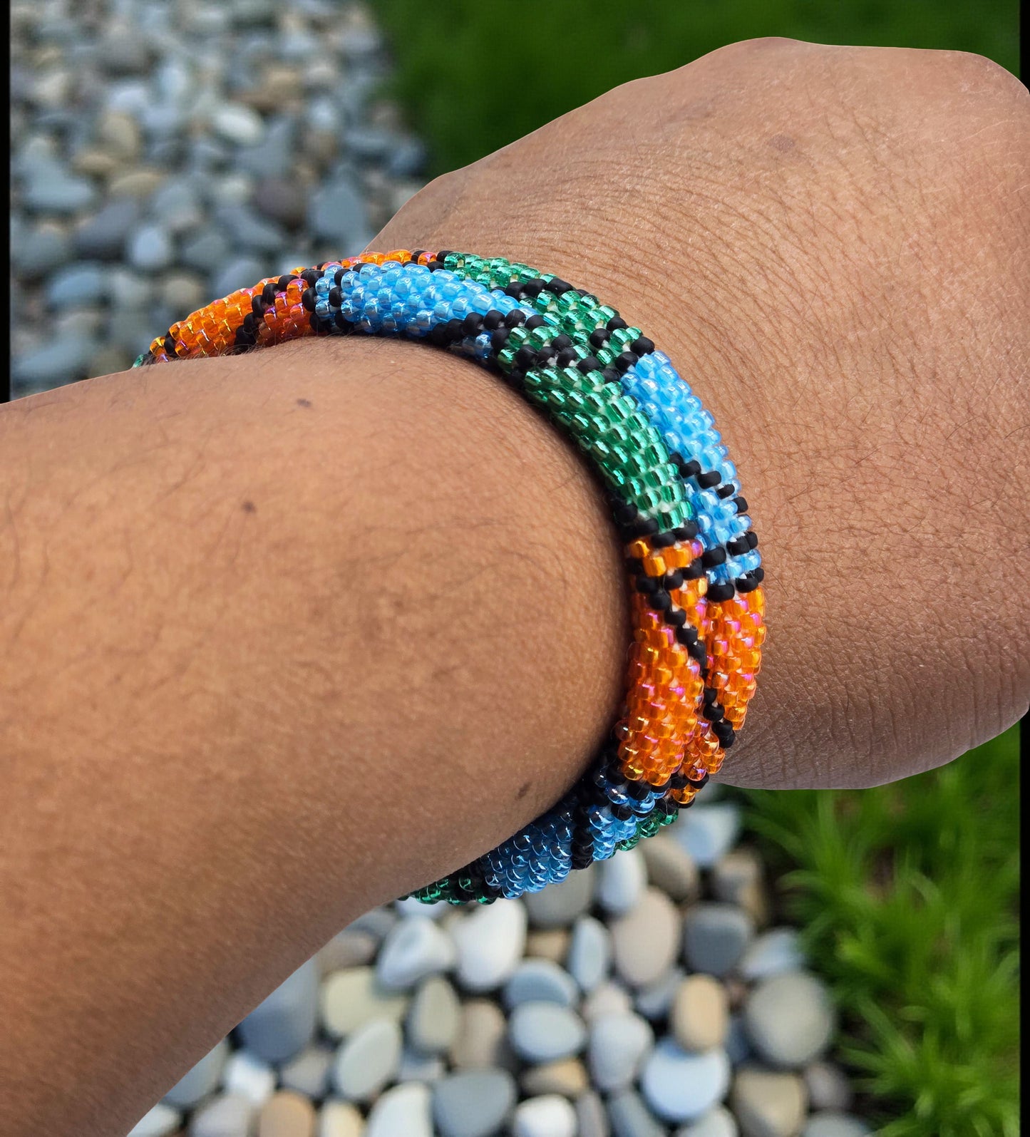 Boho Beaded Bracelets – Handmade Nepal Seed Bead Orange Color Crochet Bracelets | Women’s Fashion Jewelry