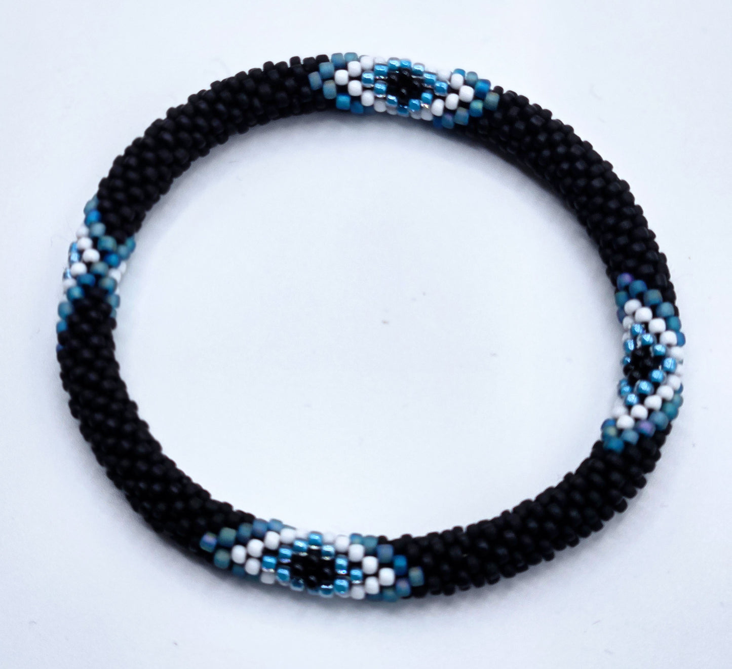 Boho Beaded Bracelets – Set of 2 Handmade Nepal Seed Bead Black Color Crochet Bracelets | Women’s Fashion Jewelry