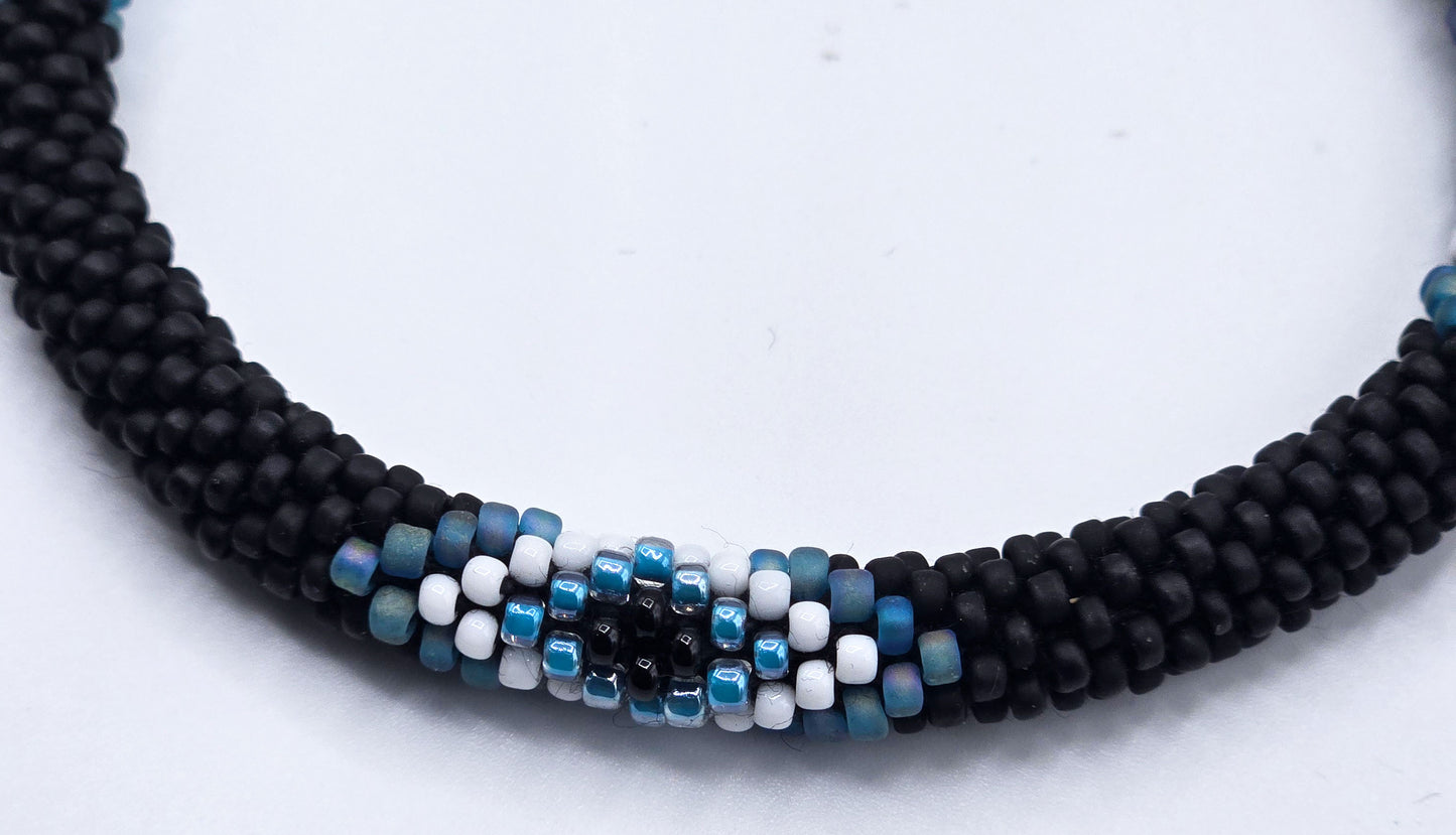 Boho Beaded Bracelets – Set of 2 Handmade Nepal Seed Bead Black Color Crochet Bracelets | Women’s Fashion Jewelry