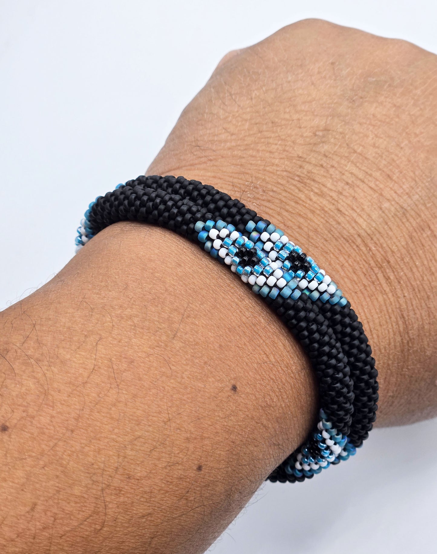 Boho Beaded Bracelets – Set of 2 Handmade Nepal Seed Bead Black Color Crochet Bracelets | Women’s Fashion Jewelry