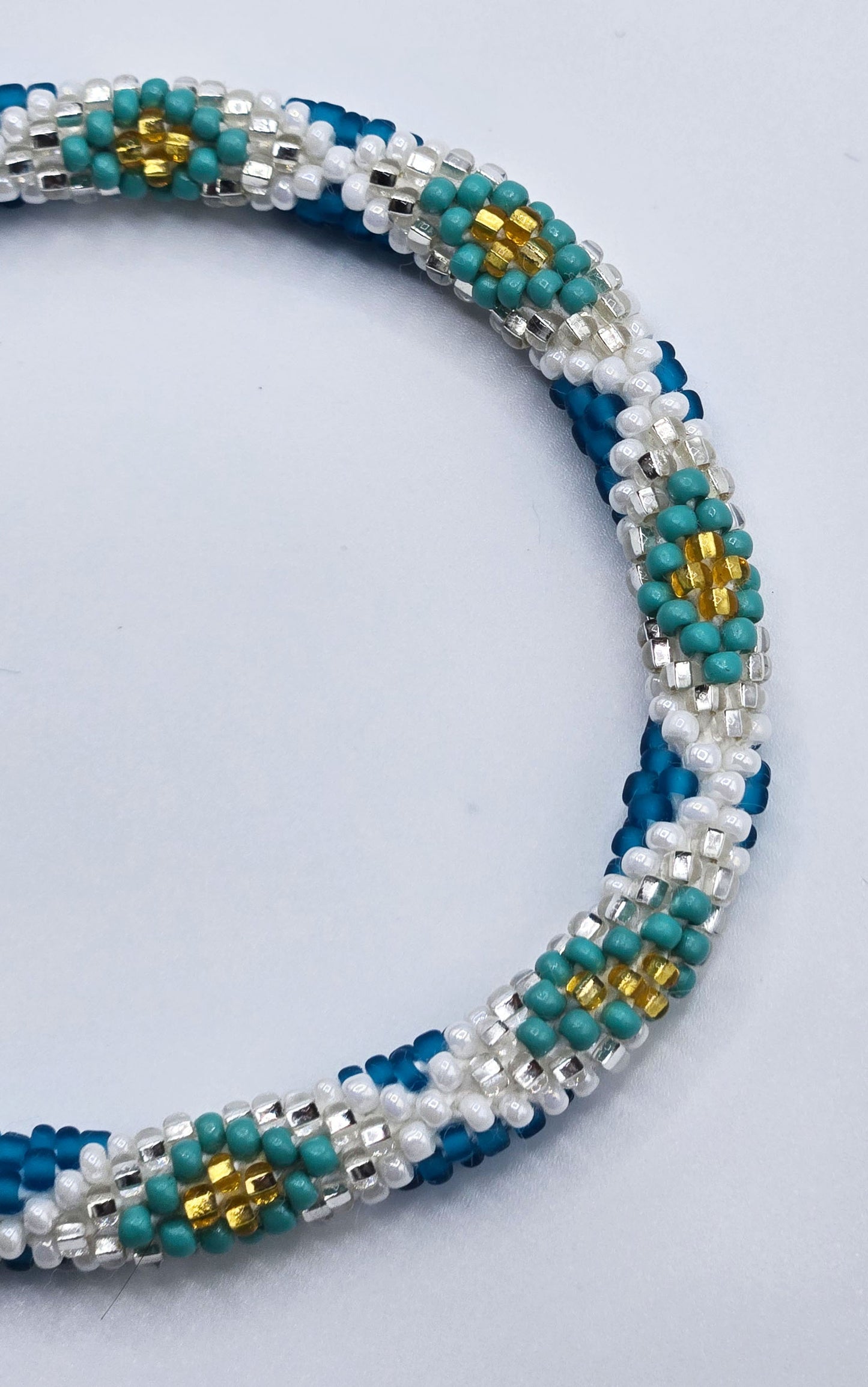 Boho Beaded Bracelets – Set of 2 Handmade Nepal Seed Bead Blue Color Crochet Bracelets | Women’s Fashion Jewelry