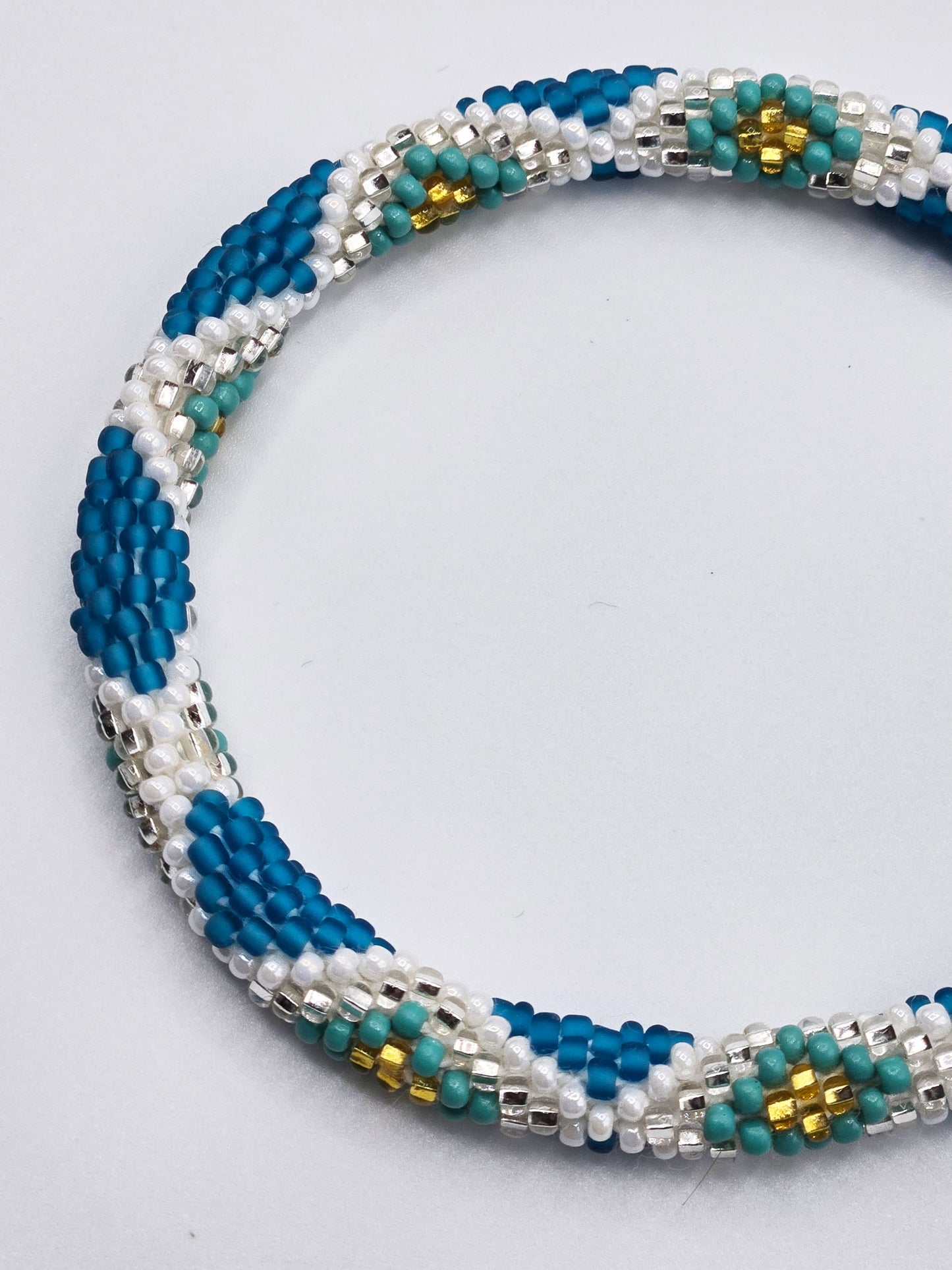 Boho Beaded Bracelets – Set of 2 Handmade Nepal Seed Bead Blue Color Crochet Bracelets | Women’s Fashion Jewelry