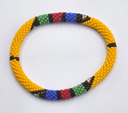 Boho Beaded Bracelets – Set of 2 Handmade Nepal Seed Bead Orange Color Crochet Bracelets | Women’s Fashion Jewelry