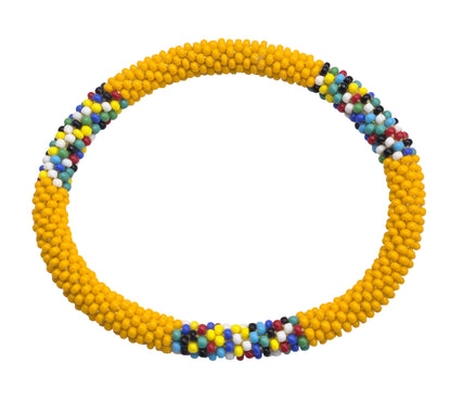 Boho Beaded Bracelets – Set of 2 Handmade Nepal Seed Bead Orange Color Crochet Bracelets | Women’s Fashion Jewelry