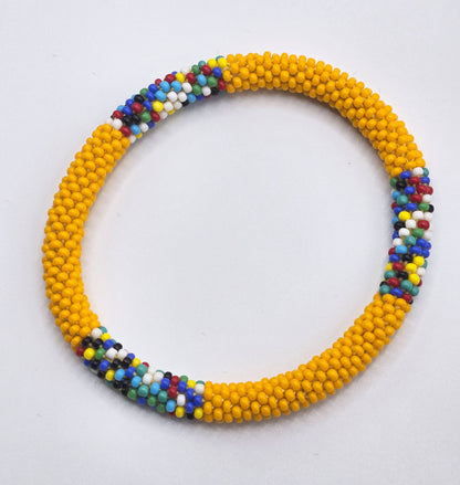 Boho Beaded Bracelets – Set of 2 Handmade Nepal Seed Bead Orange Color Crochet Bracelets | Women’s Fashion Jewelry