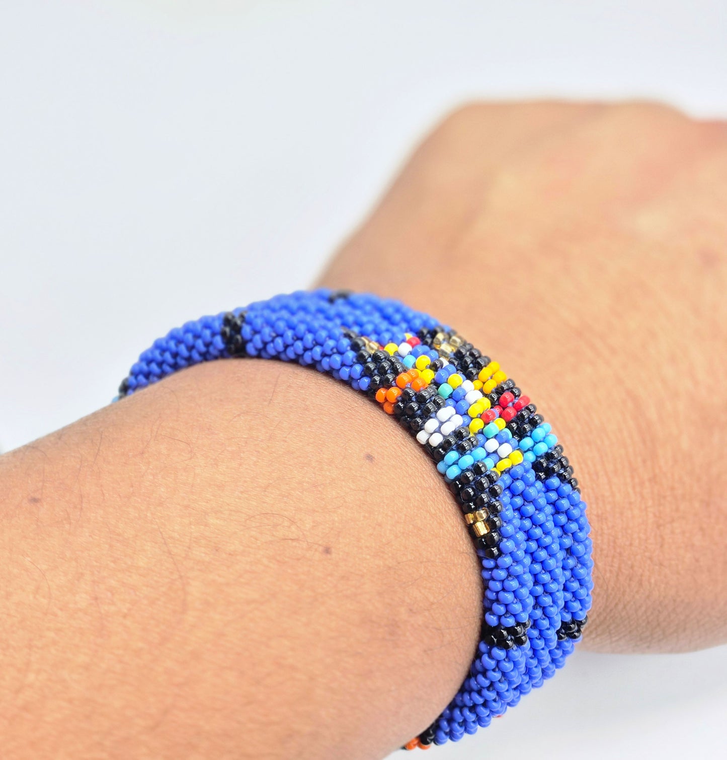 Boho Beaded Bracelets – Set of 3 Handmade Nepal Seed Bead Blue Color Crochet Bracelets | Women’s Fashion Jewelry