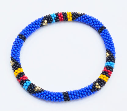 Boho Beaded Bracelets – Set of 3 Handmade Nepal Seed Bead Blue Color Crochet Bracelets | Women’s Fashion Jewelry