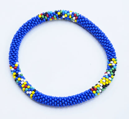Boho Beaded Bracelets – Set of 3 Handmade Nepal Seed Bead Blue Color Crochet Bracelets | Women’s Fashion Jewelry