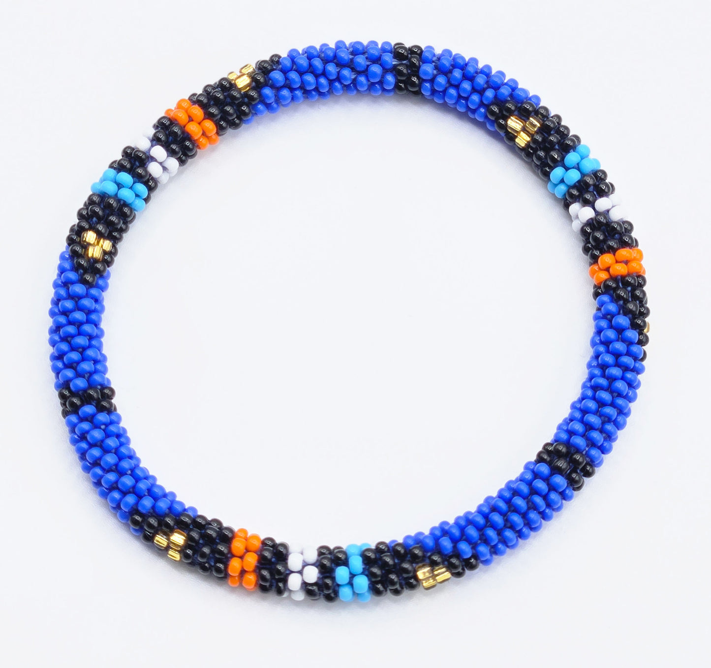 Boho Beaded Bracelets – Set of 3 Handmade Nepal Seed Bead Blue Color Crochet Bracelets | Women’s Fashion Jewelry