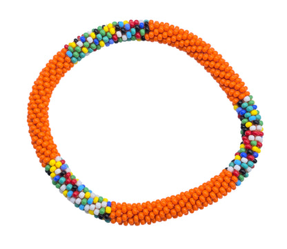 Boho Beaded Bracelets – Set of 3 Handmade Nepal Seed Bead Orange Color Crochet Bracelets | Women’s Fashion Jewelry