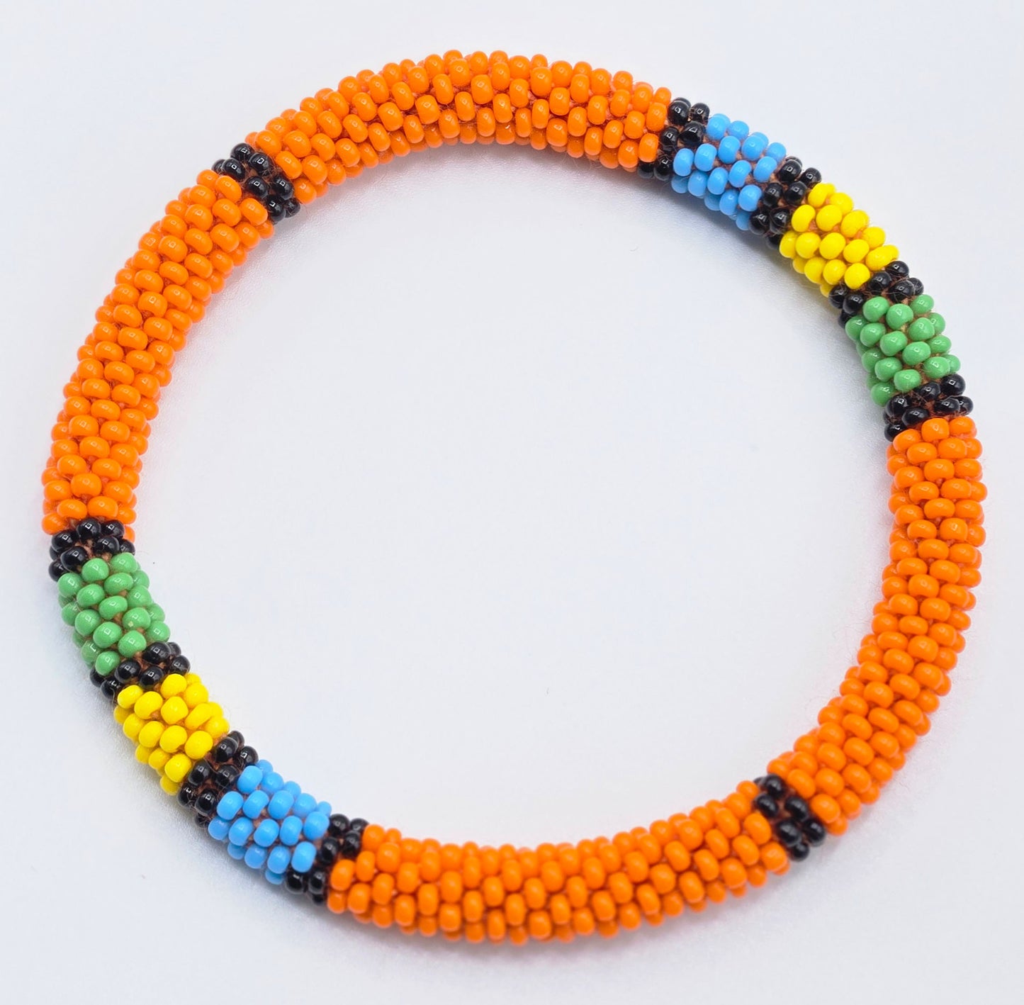 Boho Beaded Bracelets – Set of 3 Handmade Nepal Seed Bead Orange Color Crochet Bracelets | Women’s Fashion Jewelry