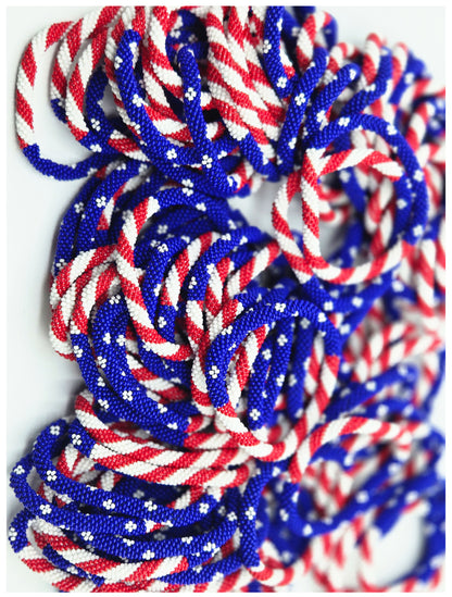 Wholesale 100 Pcs of American flag  Design Patriotic Color Boho Beaded Bracelets – Handmade Nepal Seed Bead Bangles | Women’s Fashion Jewelry | FREE Shipping