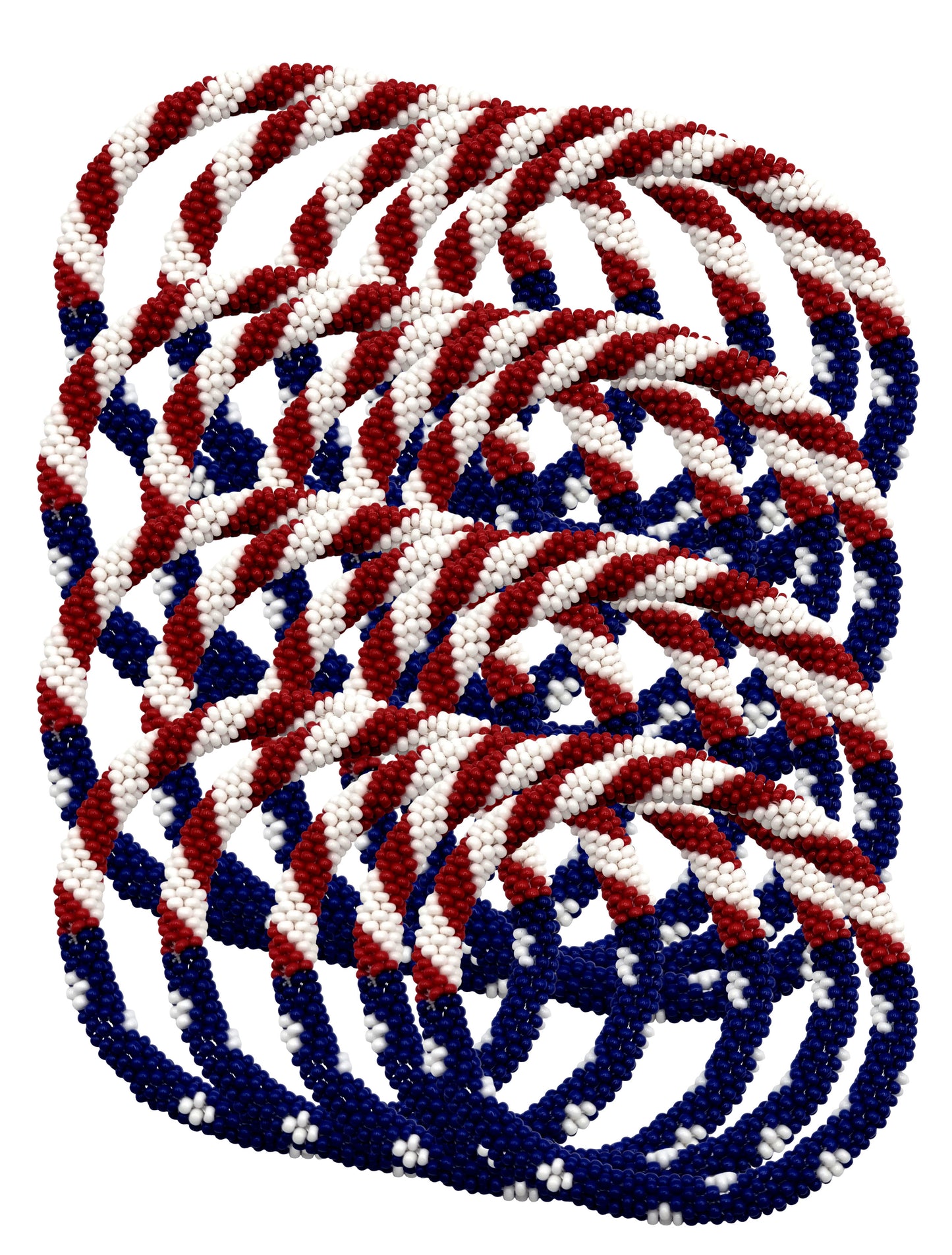 Wholesale 24 Pcs American flag Design Patriotic Color Boho Beaded Bracelets – Handmade Nepal Seed Bead Bangles | Women’s Fashion Jewelry |FREE Shipping