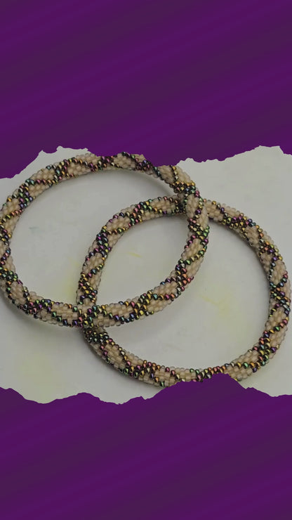 Boho Beaded Bracelets – Set of 2 Handmade Nepal Seed Bead Unisex Bracelets | Women’s Fashion Jewelry