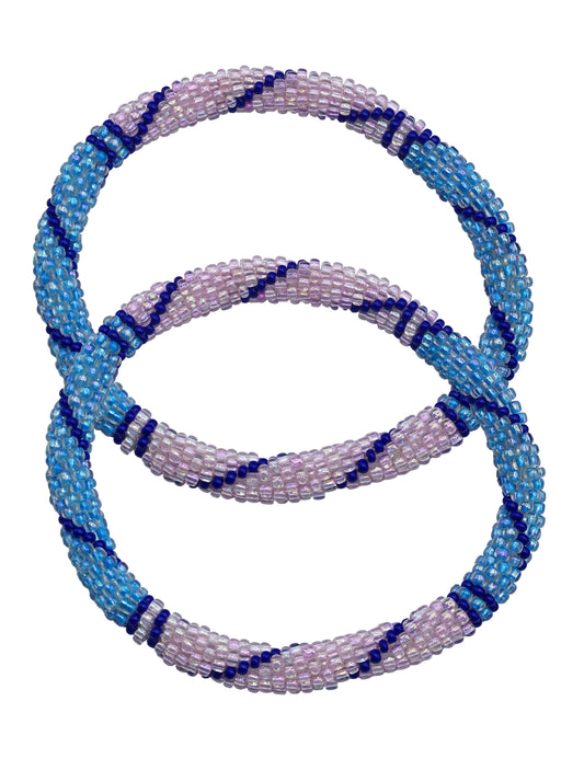 Boho Beaded Bracelets – Set of 2 Handmade Nepal Seed Bead Bangles | Women’s Fashion Jewelry