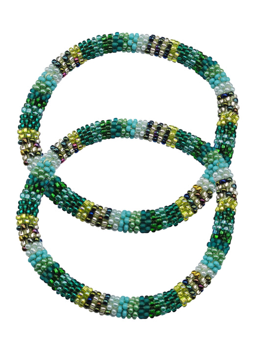 Boho Beaded Bracelets – Set of 2 Handmade Nepal Seed Bead Bangles | Women’s Fashion Jewelry