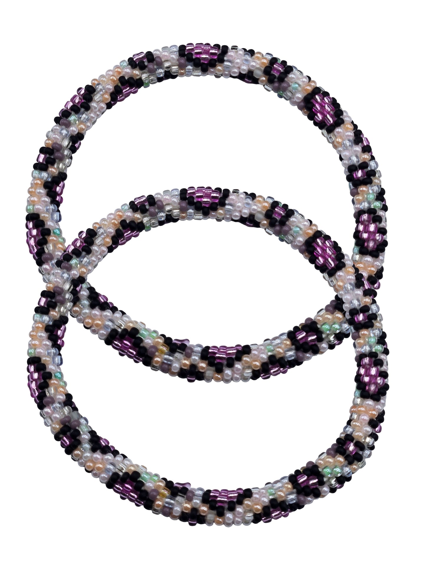 Boho Beaded Bracelets – Set of 2 Handmade Nepal Seed Bead Bangles | Women’s Fashion Jewelry