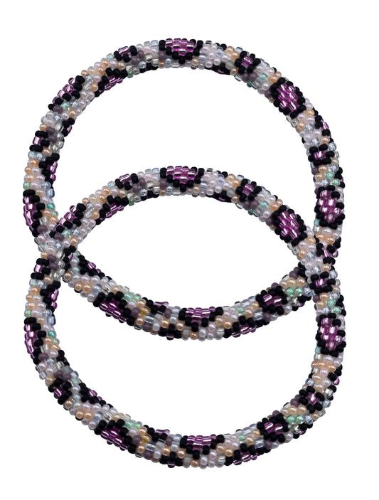 Boho Beaded Bracelets – Set of 2 Handmade Nepal Seed Bead Bangles | Women’s Fashion Jewelry