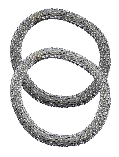 Boho Beaded Bracelets – Set of 2 Handmade Nepal Seed Bead Bangles | Women’s Fashion Jewelry