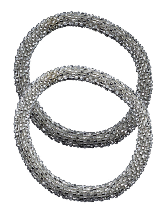 Boho Beaded Bracelets – Set of 2 Handmade Nepal Seed Bead Bangles | Women’s Fashion Jewelry