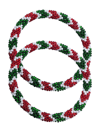 Boho Beaded Bracelets – Set of 2 Handmade Nepal Seed Bead Bangles | Women’s Fashion Jewelry