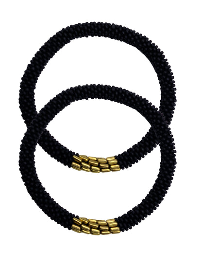 Boho Beaded Bracelets – Set of 2 Handmade Nepal Seed Bead Bangles | Women’s Fashion Jewelry