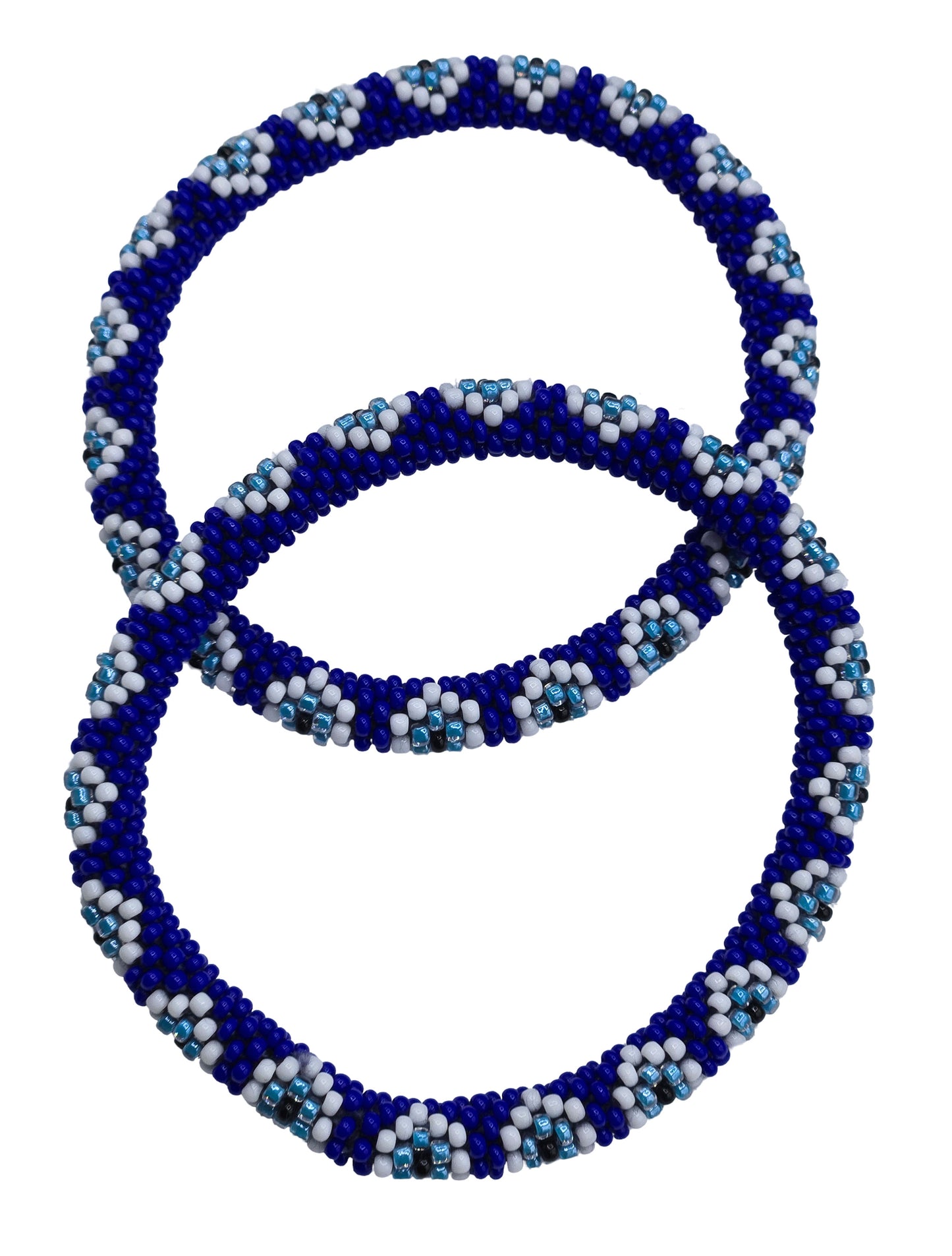 Boho Beaded Bracelets – Set of 2 Handmade Nepal Seed Bead Blue Evil Eye Bracelets | Women’s Fashion Jewelry