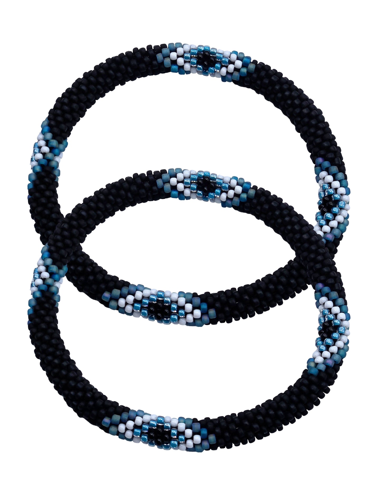 Boho Beaded Bracelets – Set of 2 Handmade Nepal Seed Bead Black Color Crochet Bracelets | Women’s Fashion Jewelry