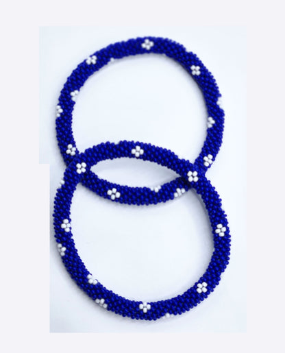 Set of 2, Handmade Glass Beaded Nepal Boho Crochet Bracelets Bangle | Glass seed bead crochet bracelet| Women Fashion Handmade Beaded Jewelry Boho Accessories