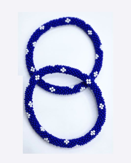 Set of 2, Handmade Glass Beaded Nepal Boho Crochet Bracelets Bangle | Glass seed bead crochet bracelet| Women Fashion Handmade Beaded Jewelry Boho Accessories
