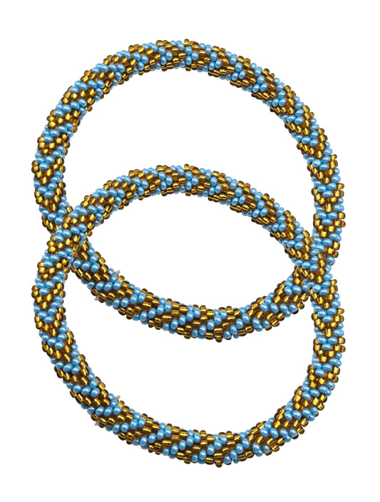 Set of 2 Handmade Nepal Glass Beaded Boho Crochet Bracelets | Seed Bead Bangles | Women’s Fashion Jewelry & Boho Accessories